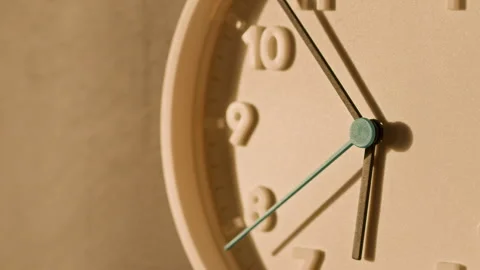 White Analog Clock on Wall with Fast Running Seconds Hand Stock Footage 335860794