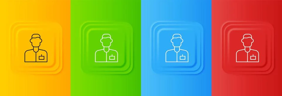 White Analyst engineer icon isolated on colorful background. Set icons in s.. 스톡 일러스트