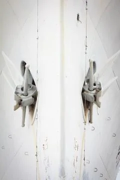 White anchor on a ship Stock Photos