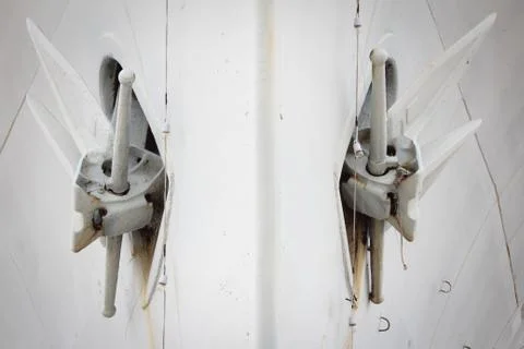 White anchor on a ship Foto stock