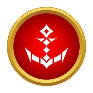 White anchor symbol inside red gold circle Stock Illustration