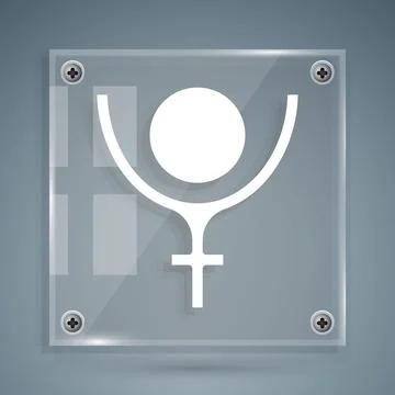 White Ancient astrological symbol of Pluto icon isolated on grey background Stock Illustration
