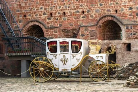 White ancient brougham. Stock Photos