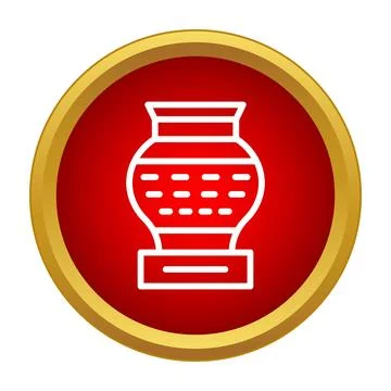 White ancient ceramic vase icon on red background 스톡 일러스트