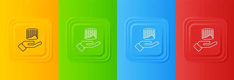 White Ancient column icon isolated on colorful background. Set icons in squ.. Stock Illustration
