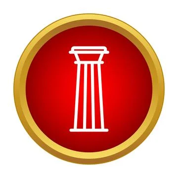 White ancient greek architectural column icon on red button Ilustración de archivo