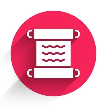 White Ancient papyrus scroll icon isolated with long shadow background. Par.. Stock Illustration