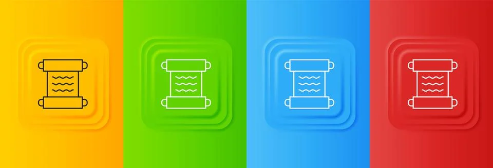 White Ancient papyrus scroll icon isolated on colorful background. Parchmen.. Stock Illustration