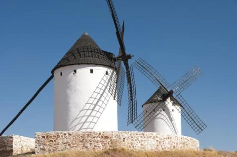 White ancient windmills Stock Photos