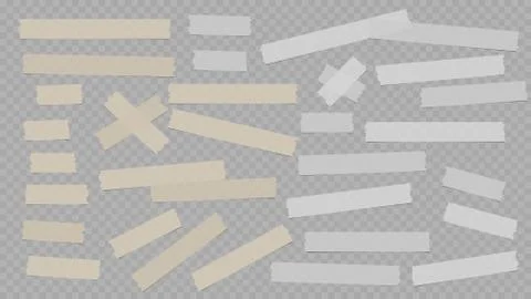 White and beige different size adhesive, sticky, masking, tape, paper pieces are Stock Illustration