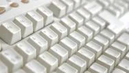 White And Beige Retro Pc Keyboard  Slow Panning 4K 2160P Ultrahd Footage - Sl Stock Footage