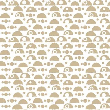 White and beige Seamless repeat pattern with small empty circles and jagged l Stock Illustration