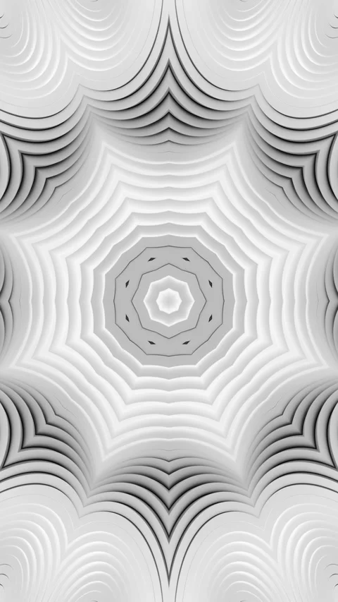 White and black abstract background with circular design. Kaleidoscope VJ loop Stock Footage 314000261