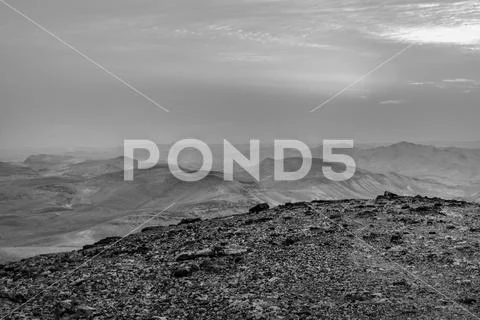 White and black beautiful morning sunrise in judean desert on holy land israe Stock Photos