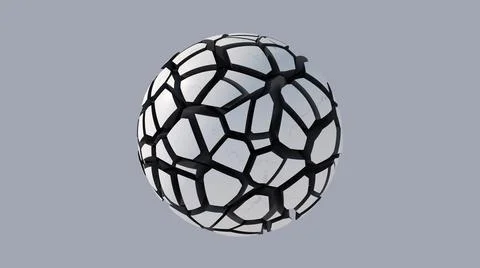 White and black broken sphere. Abstract illustration, 3d render. Illustrazione stock