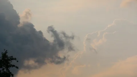 White and black clouds converged in the sky Stock Footage 107397642