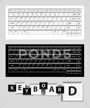White and black computer keys. Stock Illustration