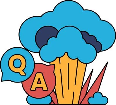 A white and black drawing of a cloud with the letters Q, A, and W on it Stock Illustration