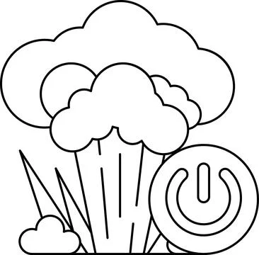 A white and black drawing of a cloud with a mushroom on top Illustrazione stock