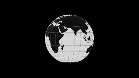 White and Black Globe Earth Rotation Animation on Black Screen Background Stock Footage 294803285