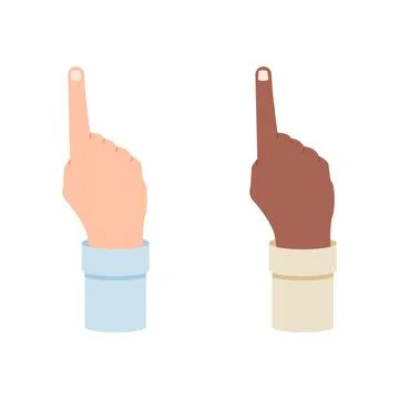 White and black hand points a finger vector illustration isolated on white ba Stock Illustration