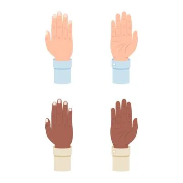 White and black hands vector illustration isolated on white background Stock Illustration