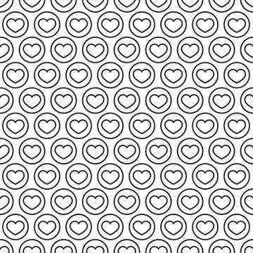 White and black heart vector seamless pattern Stock Illustration