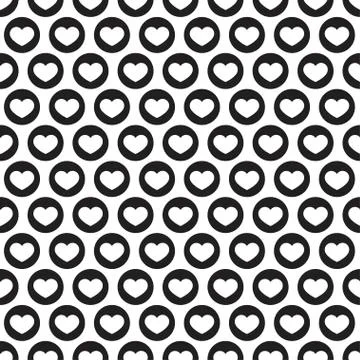 White and black heart vector seamless pattern Stock Illustration