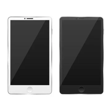 White and black high-tech modern smartphones are isolated on a white backgrou Stock Illustration