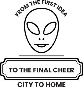 A white and black image of an alien head with the words "To the Final Cheer.. Stock Illustration