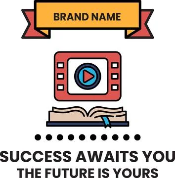 A white and black image of a book with a video player on the cover 스톡 일러스트