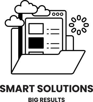 A white and black image of a folder with a cloud on it イラスト素材