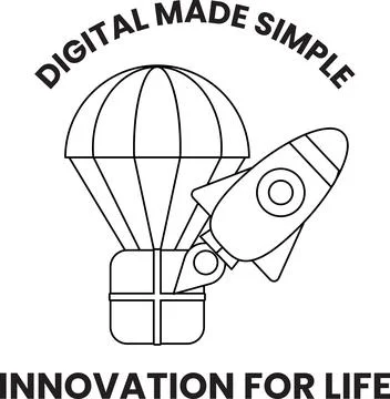 A white and black image of a rocket and an airplane Stock Illustration