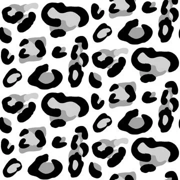 White and black leopard seamless pattern with simple rosette print. Mini black Illustrazione stock