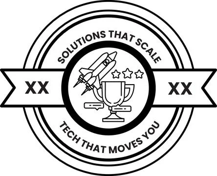 A white and black logo with a rocket and a cup Stock Illustration