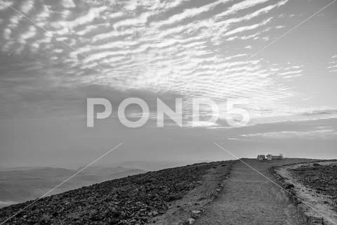 White and black magic colorful sunrise in holy land judean desert in Israel Stock Photos