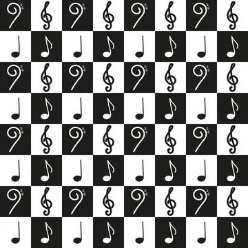 White and black music pattern Ilustração Stock