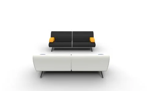 White And Black Sofas Stock Illustration