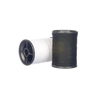 White and black thread isolated on white Stock Photos