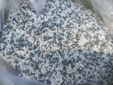 White and black urea in a plastic bag, Stock Photos