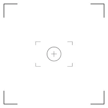 White and black viewfinder camera recording. Modern camera focusing screen. i Illustrazione stock