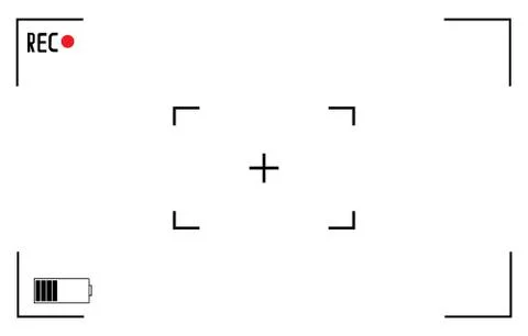 White and black viewfinder camera recording. Modern camera focusing screen. i Illustrazione stock