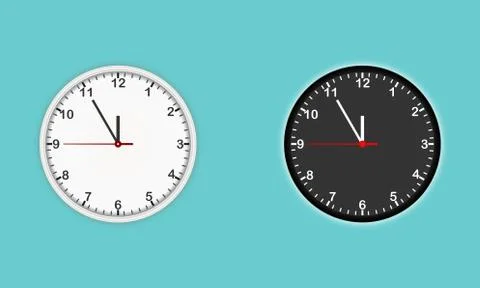 White and black wall clock icon vector set. Modern Design template Stock Illustration
