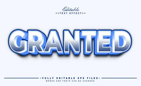 White and blue 3d granted text effect Stock Illustration