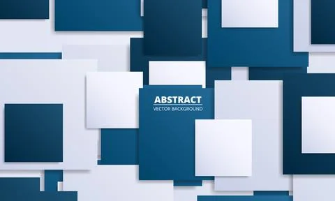 White and blue abstract background with square shapes. Geometric modern banner. Illustrazione stock