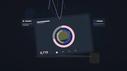 White and blue analytics dashboard flat design loop Video stock 342628802