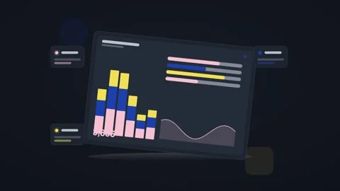 White and blue analytics dashboard flat design loop Stock Footage 342628876
