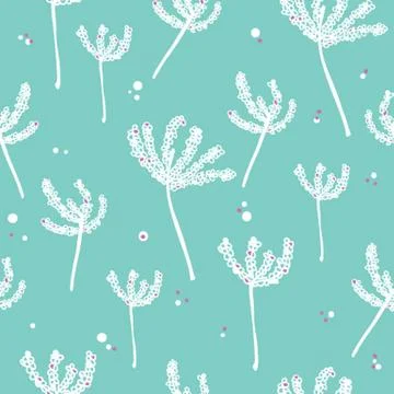 White and blue background with abstract plants, seamless pattern Stock-Illustration