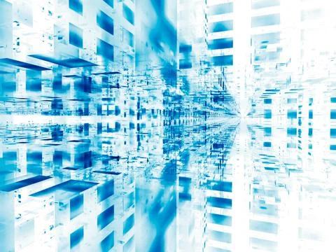 White and blue background - abstract 3d illustration Stock Illustration