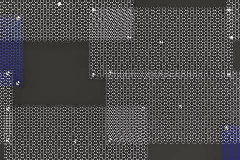 White and blue circular grates on dark grey background Ilustración de archivo
